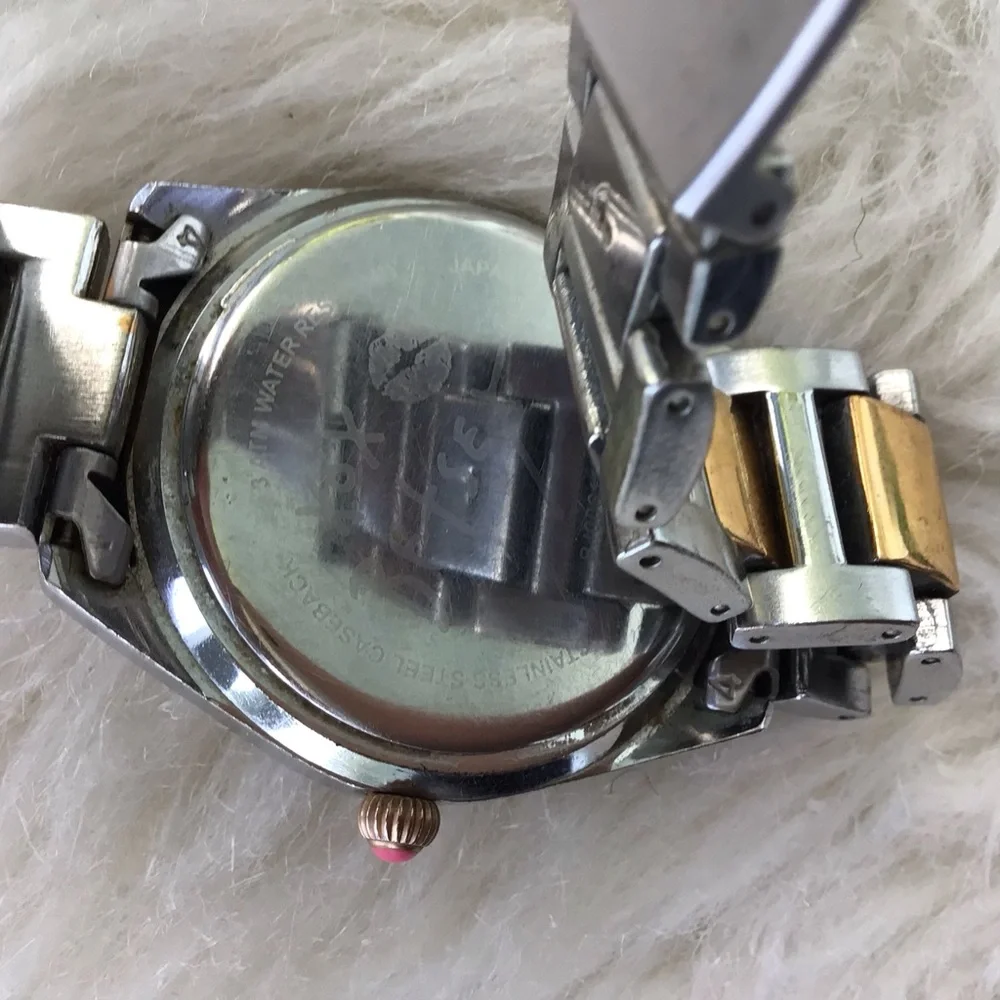 Rare Betsy Johnson “Bicycle and Flowers” Two-Tone Silver/Gold Toned Watch